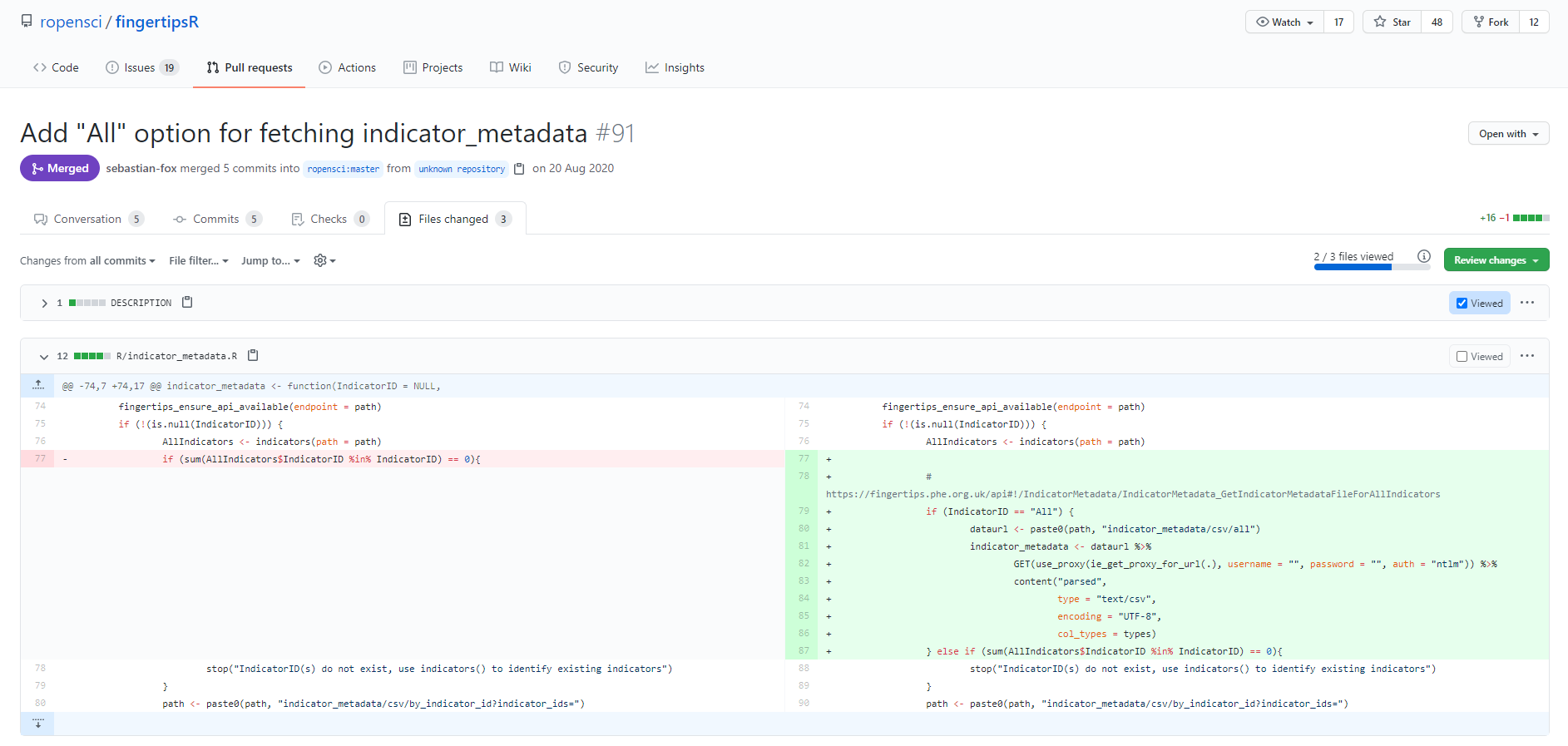The GitHub Pull Request web interface.